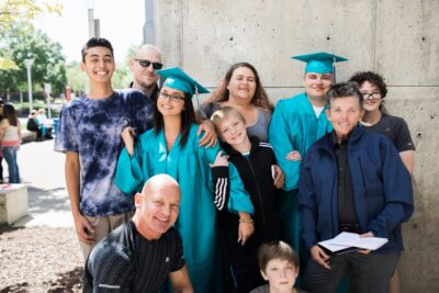 Graduates with their family